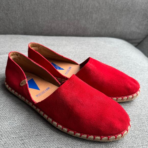 Verbenas Shoes - Verbenas Womens Carmen Red Leather Suede Espadrilles Flats Shoes Sz 40 US 9